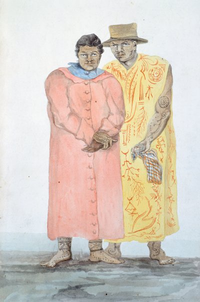 Les deux rois de Bora Bora, Illustration du Voyage de Louis I Duperrey - French School