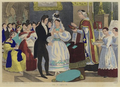 Le mariage (lithographie couleur) - French School
