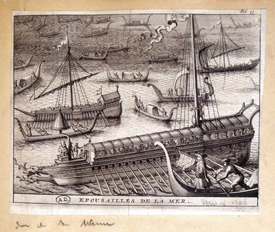 Les épouses du Doge de Venise avec la mer en 1706 - gravure - French School