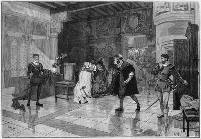 Représentation théâtrale : "Hernani" de Victor Hugo (1802-1885), acte I scène 3. Paris, Comédie Française - French School