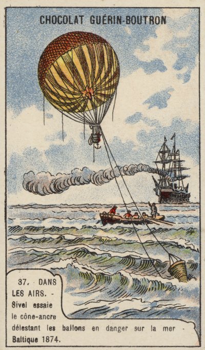 Théodore Sivel testant une ancre de ballon en forme de cône sur la mer Baltique - French School