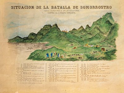 Troisième guerre carliste : description de la bataille de Somorrostro au Pays basque - French School