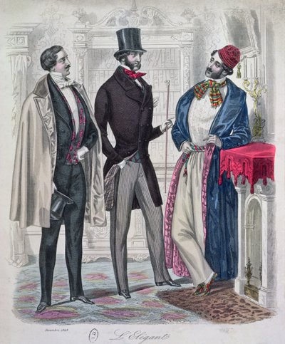 Trois jeunes hommes élégants, décembre 1848 - French School