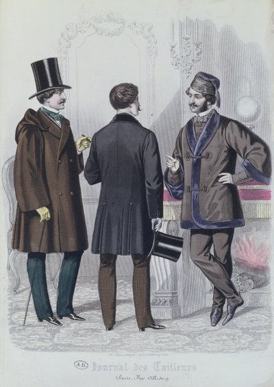 Trois jeunes hommes élégants, décembre 1856 - French School