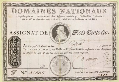Billet de trois cents livres, 1790 - French School
