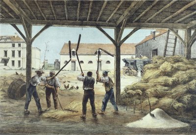 Battage du maïs, illustration d