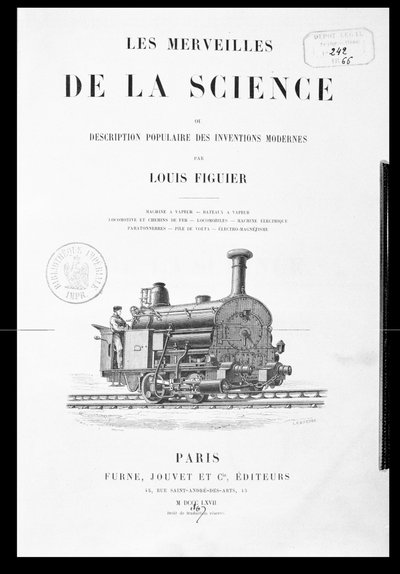 Page de titre de Les Merveilles de la Science par Louis Figuier, publié par Furne et Jouvet, 1867 - French School