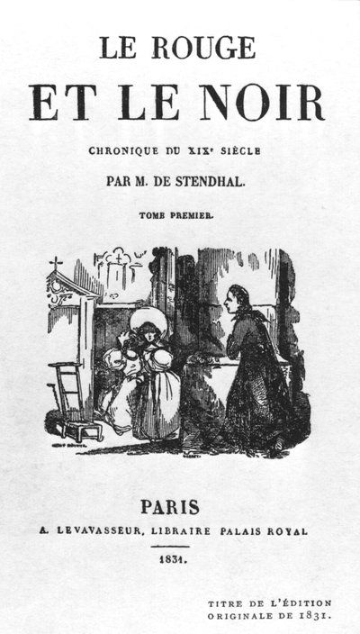 Page de titre de la première édition de Le Rouge et le Noir par Stendhal (1783-1842) publié en 1831 - French School