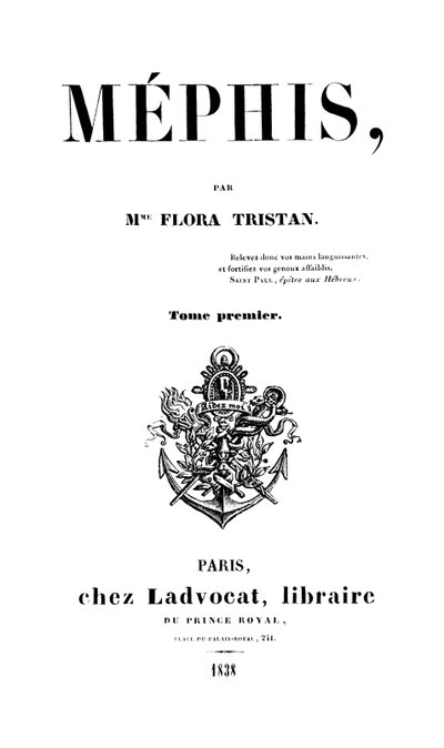 Page de titre de Mephis par Flora Tristan (1803-44) publié à Paris par Ladvocat, 1838 - French School