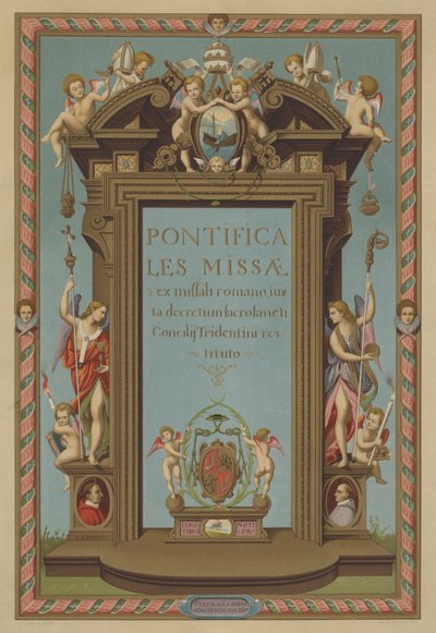 Page de titre du Missel Pontifical (chromolitho) - French School
