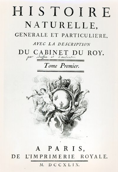 Page de titre de Histoire Naturelle, Générale et Particulière par Buffon, Paris, 1749 - French School