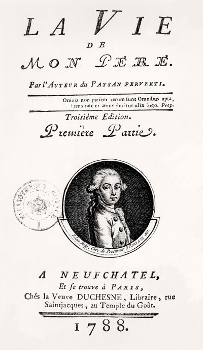 Page de titre de "La Vie de Mon Père", 1788 - French School
