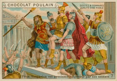 Titus proclamé Empereur, carte de commerce Chocolat Poulain - French School