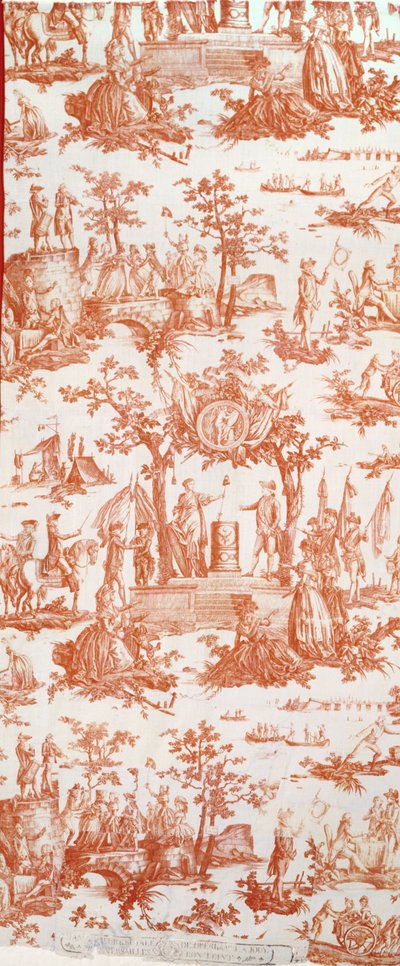 Toile de Jouy, illustrant le Festival de la Fédération le 14 juillet 1790 au Champ de Mars - French School