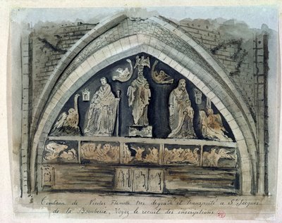 Tombe de Nicolas Flamel (vers 1330-1418) au Cimetière des Innocents - French School
