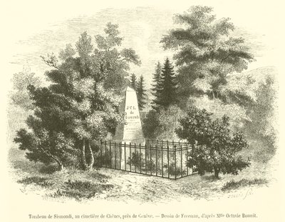 Tombeau de Sismondi, au cimetière de Chênes, près de Genève - French School
