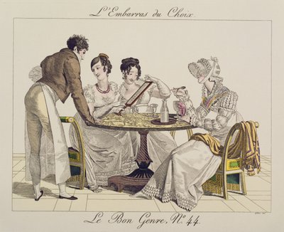 Trop de choix, planche 44 de Le Bon Genre, 1827 - French School