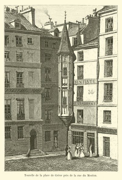 Tourelle de la place de Grève près de la rue du Mouton - French School
