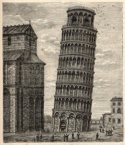 Tour de Pise - Torre di Pisa - Tour de Pise - Gravure dans « Sciences à la portée de tous - Physique et chimie populaires » par Alexis Clerc - Fin XIXe siècle - Collection privée - French School