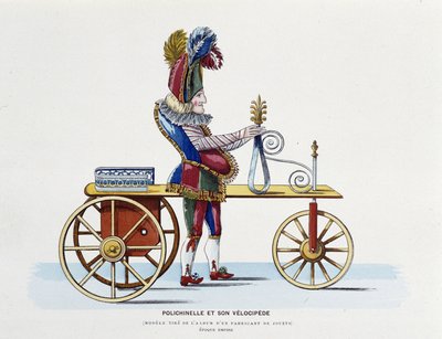 Jouet du Premier Empire: Polichinelle et son vélocipède - French School