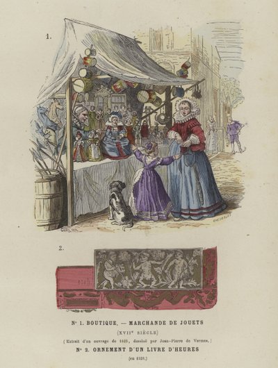 Étal de vendeur de jouets, XVIIe siècle, et décoration d
