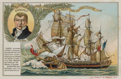 Carte commerciale représentant la capture du Kent par la Confiance - French School