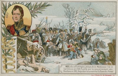 Carte de commerce avec une image de la retraite de Russie - French School