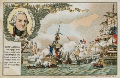 Carte de commerce avec une image du navire Vengeur du Peuple - French School
