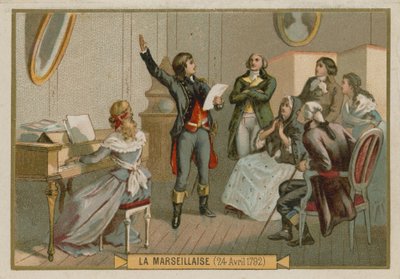 Carte de commerce avec une image de Rouget de Lisle - French School