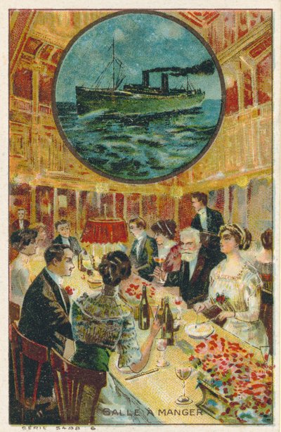 Carte de commerce avec une image de la salle à manger - French School