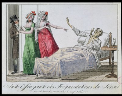 Conséquence tragique de la fréquentation des bordels, caricature d