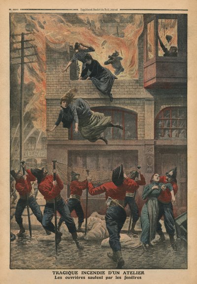 Incendie tragique dans un atelier à Newark, New Jersey, illustration du 