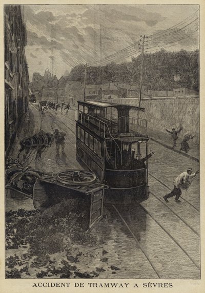 Accident de tramway à Sèvres, France, 1897 - French School