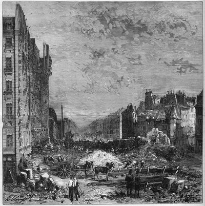 Transformation de Paris sous le Second Empire : Travaux des boulevards Haussmann. Ouverture de la nouvelle section entre la rue Hautefeuille et la rue de l