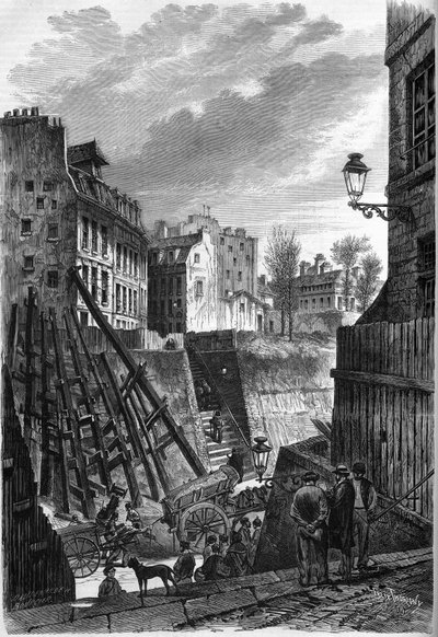 Transformations de Paris sous le Second Empire, Paris haussmannien : vue de la rue Rollin à sa rencontre avec la rue Monge - French School