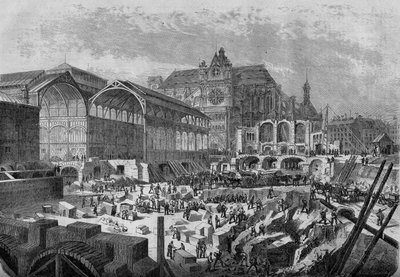 Transformations de Paris sous le Second Empire, Paris haussmannien : vue du nouveau pavillon des Halles centrales - French School