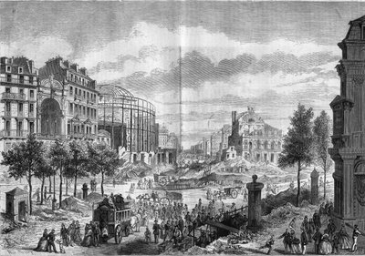 Transformations de Paris sous le Second Empire, Paris Haussmann : percement du Boulevard du Prince Eugène (actuel Boulevard Voltaire). Gravure dans « Le Monde Illustré » n°284 du 20 septembre 1862 - French School