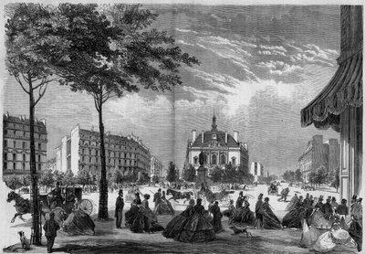 Transformations de Paris sous le Second Empire, Paris Haussmann : la nouvelle mairie du XIe arrondissement à Paris. (On peut voir le boulevard Voltaire et l