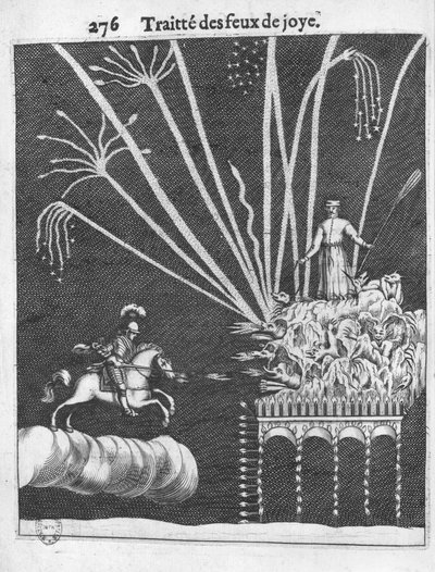 Traité des feux de joie, illustration de Pratique de la Guerre par François Malthus, Paris, 1656 - French School