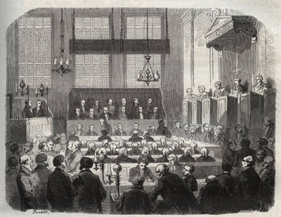 Procès de William Palmer, à la Cour criminelle centrale, mai 1856, pour empoisonnement de John Parsons Cook, à Rugeley - French School