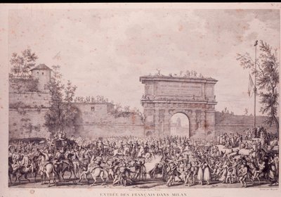 Entrée triomphale des troupes françaises sous Napoléon Bonaparte à Milan, le 15 mai - French School