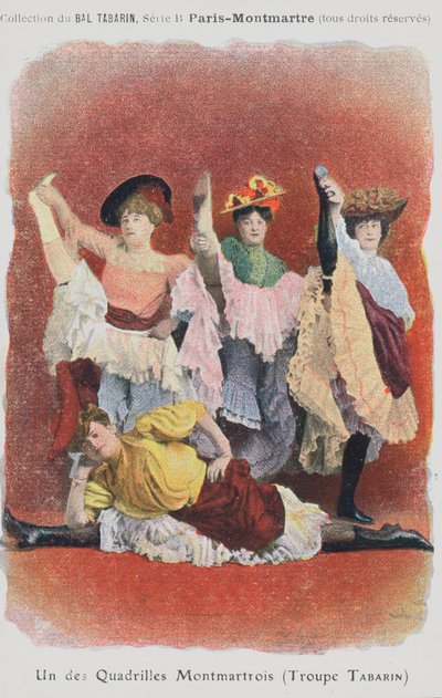 Danseurs de la troupe Tabarin au Bal Tabarin (lithographie couleur) - French School