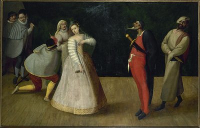 Troupe de comédiens italiens (les Gelosi ?), vers 1580 - French School
