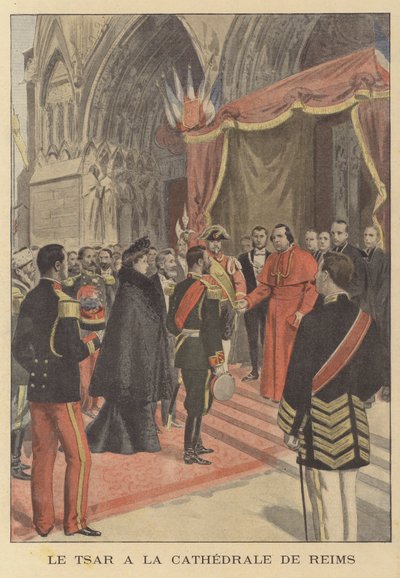 Le tsar Nicolas II de Russie à la cathédrale de Reims lors de sa visite en France - French School