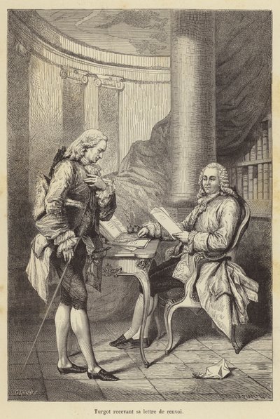 Turgot recevant sa lettre de renvoi (gravure) - French School