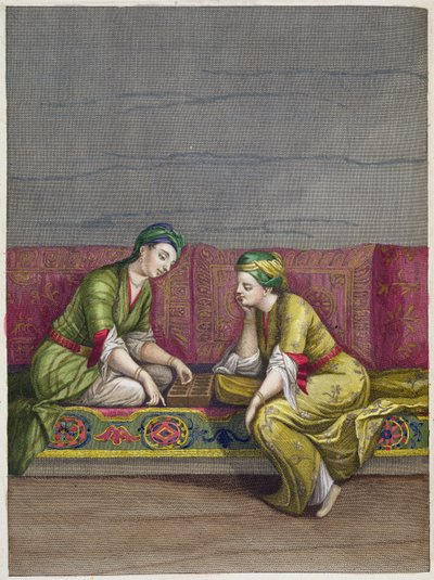 Filles turques jouant au Mangala, XVIIIe siècle - French School