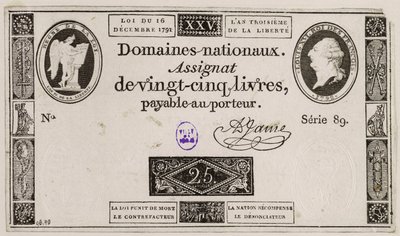Billet de vingt-cinq livres, série 89 - French School