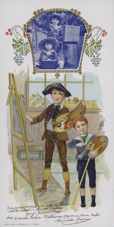 Deux garçons peignant - French School