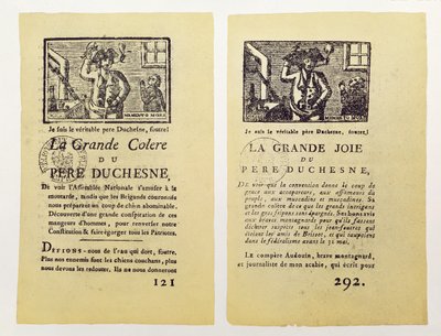 Deux pages de La Grande Colère de Père Duchesne, 1792 - French School