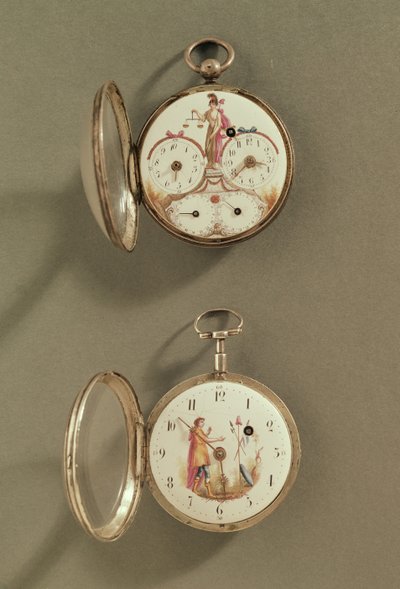 Deux montres de poche décorées de symboles révolutionnaires - French School